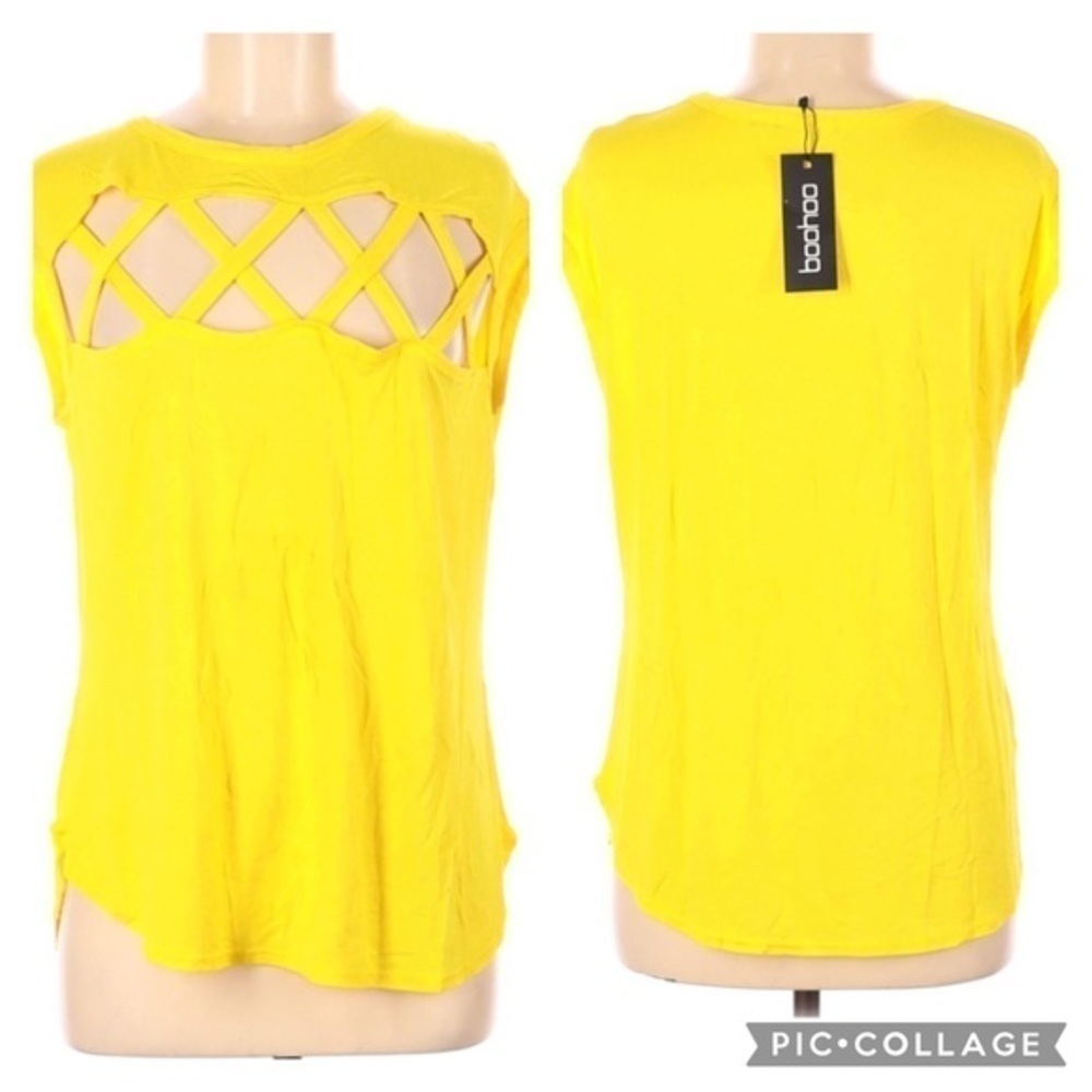 NWT Boohoo Caged Lattice Front Top